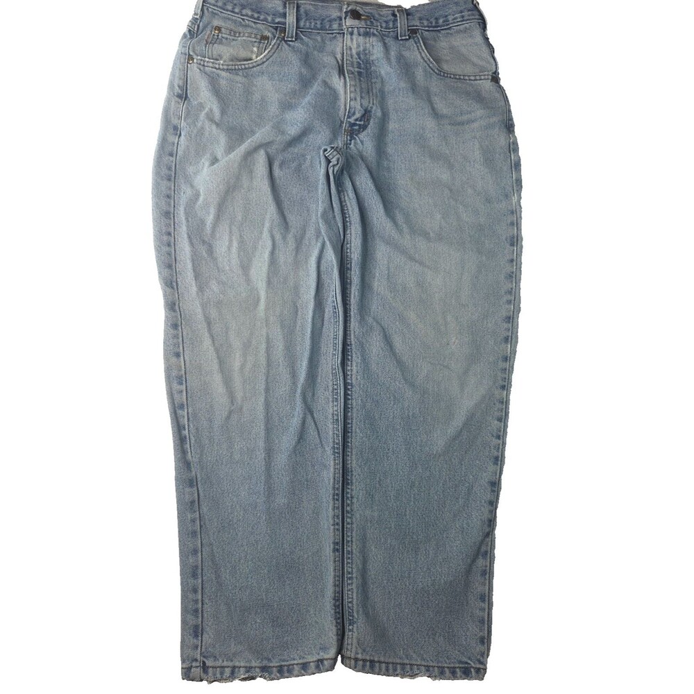 Vintage Carhartt Jeans Mens 36x28 Light Wash Distressed Workwear Denim 90s
